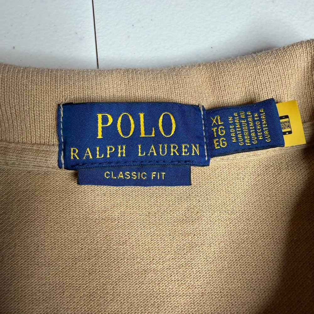 Polo Ralph Lauren Mens XL Classic Fit Tan Cotton Pique Short Sleeve Polo Shirt - Picture 3 of 15